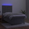 vidaXL Cama box spring colch&oacute;n y LED terciopelo gris claro 80x200 cm