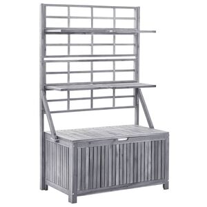 vidaXL Caja de almacenaje de madera maciza de acacia gris 99x55x160 cm