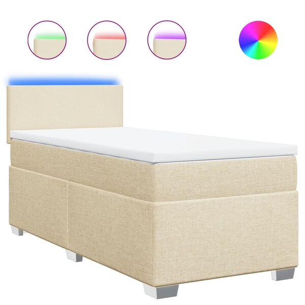 vidaXL Cama box spring con colch&oacute;n tela color crema 90x200 cm