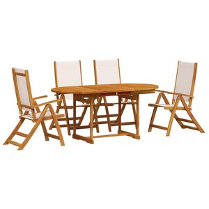 vidaXL Juego comedor de jard&iacute;n 5 pzas madera maciza acacia y textileno
