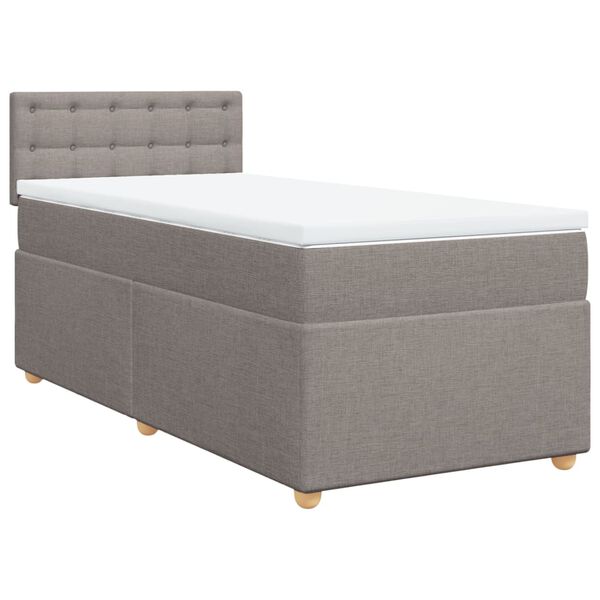 vidaXL Cama box spring con colch&oacute;n tela gris taupe 90x190 cm