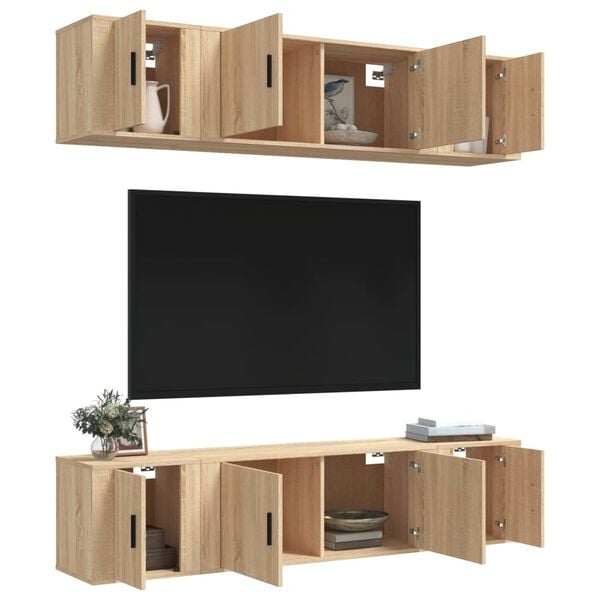vidaXL Set de muebles para TV 6 pzas madera contrachapada roble sonoma