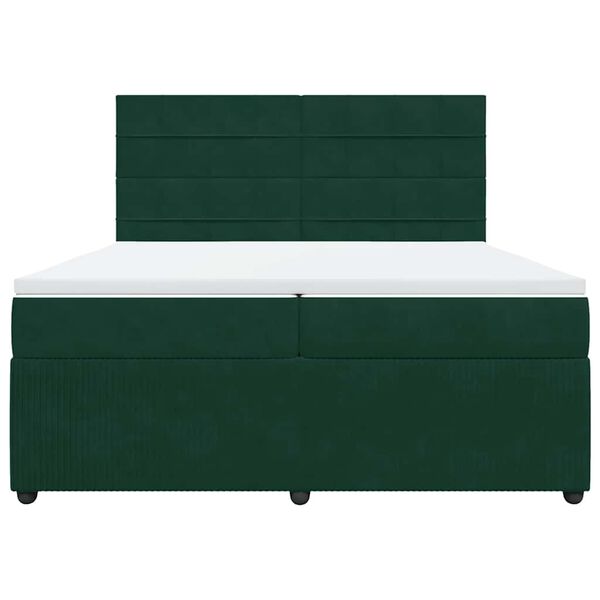 vidaXL Cama box spring con colch&oacute;n terciopelo verde oscuro 200x200 cm