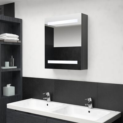 vidaXL Armario de baño con espejo y LED gris 50x14x60 cm
