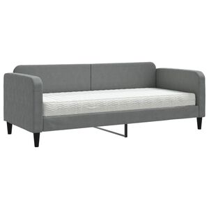 vidaXL Sof&aacute; cama con colch&oacute;n tela gris oscuro 80x200 cm