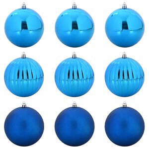 vidaXL Conjunto de Bolas de Navidad XL 9 pcs Azul Pl&aacute;stico