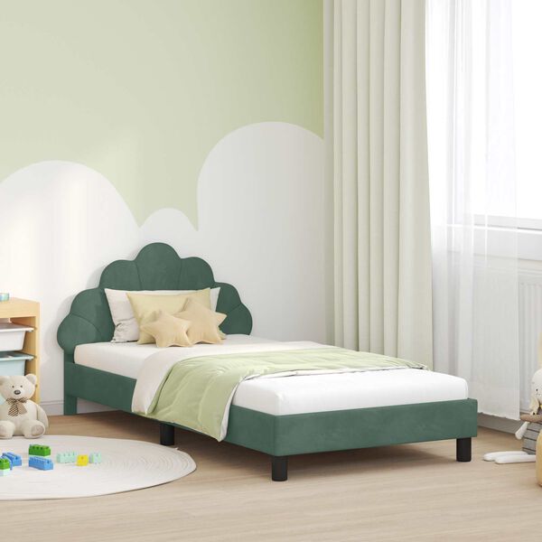vidaXL Cama para niños con cabecero Verde Mar 80 x 200 cm Terciopelo