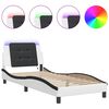 vidaXL Estructura de cama con LED sin colch&oacute;n Zadar blanco negro 100x200 cm