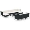 vidaXL Set muebles de jard&iacute;n 11 pzas y cojines rat&aacute;n sint&eacute;tico negro
