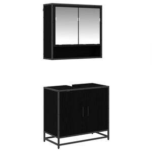 vidaXL Juego de muebles de ba&ntilde;o 2 pcs Roble Negro Madera contrachapada