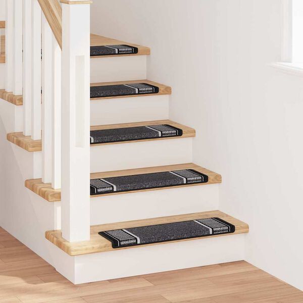vidaXL Alfombras autoadhesivas para escaleras 15 pcs Antracita