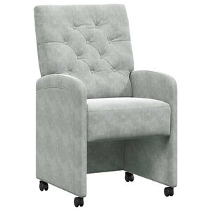 vidaXL Sillas de Comedor con Ruedas 2 uds. Terciopelo Gris claro
