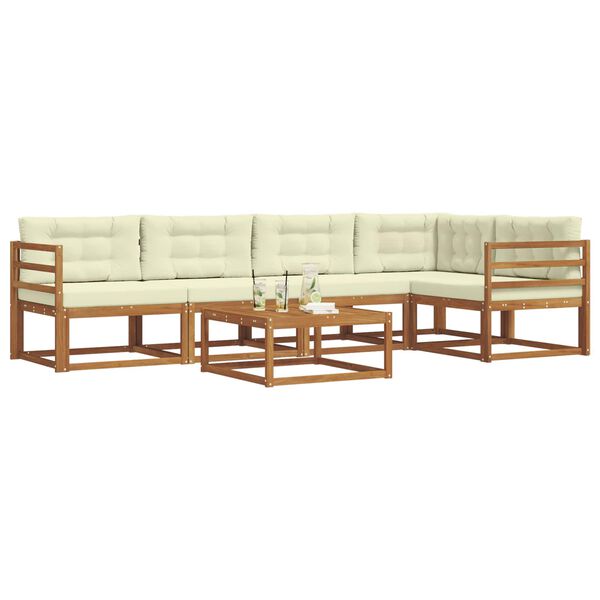 vidaXL Conjunto de sof&aacute;s de exterior con coj&iacute;n 6 pcs Natural y Crema