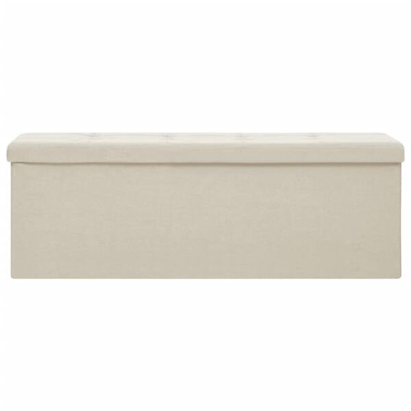 vidaXL Banco de almacenamiento plegable lino sint&eacute;tico crema blanco