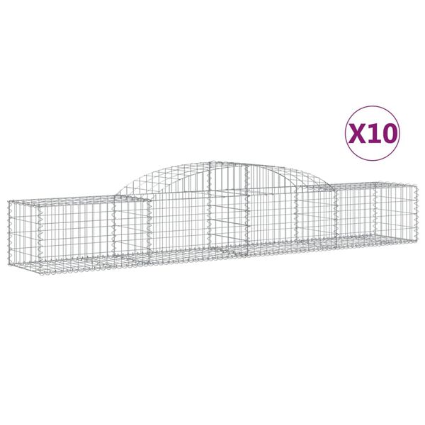 vidaXL Cestas de gaviones 10 uds forma de arco hierro 300x50x40/60 cm