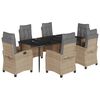 vidaXL Set comedor de jard&iacute;n 7 pzas con cojines rat&aacute;n sint&eacute;tico beige