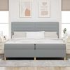 vidaXL Cama Box Spring LED con colch&oacute;n Gris Claro 200 x 200 cm tela