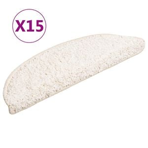 vidaXL Tapetes para escaleras 15 uds 56x17x3 cm Blanco Semicircular