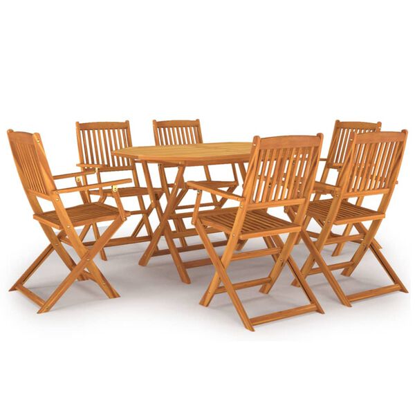 vidaXL Set de comedor de jard&iacute;n 7 piezas madera maciza de acacia