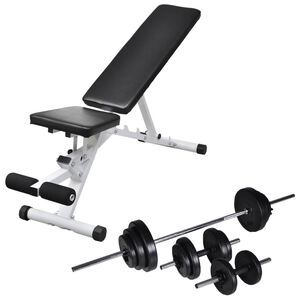 vidaXL Banco de entrenamiento con juego de pesas y mancuernas 30,5 kg