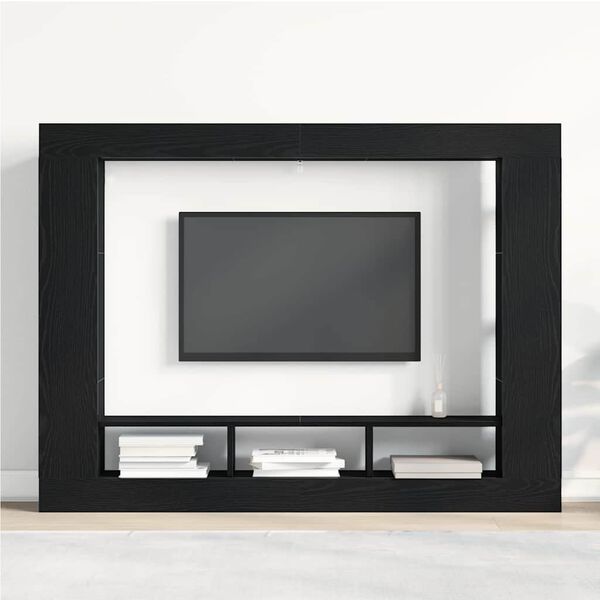 vidaXL Gabinete de TV Roble negro 152 x 22 x 113 cm