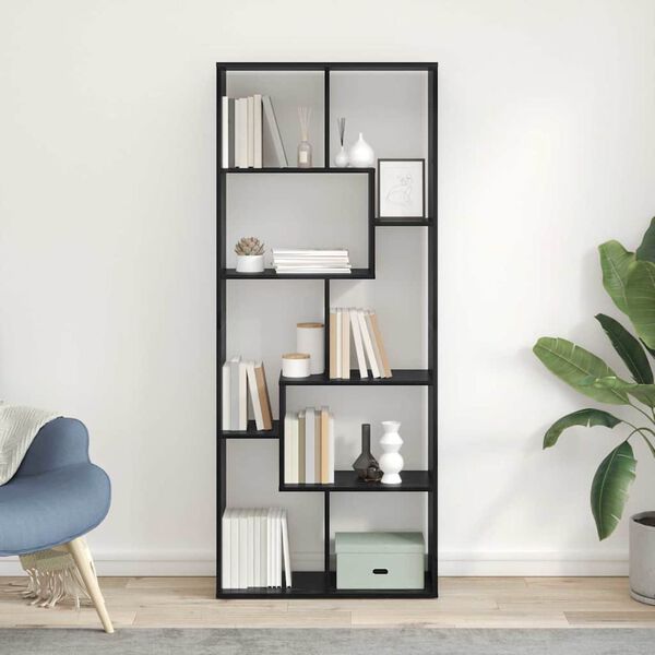 vidaXL Librer&iacute;a Roble Negro 67 x 25 x 162 cm Madera de ingenier&iacute;a