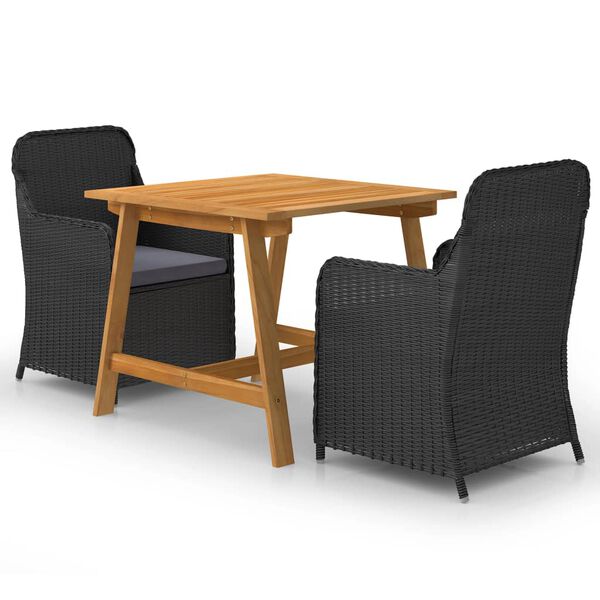 vidaXL Juego de comedor para jardín 3 piezas negro