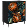 vidaXL Cajonera LOCHEM Impresi&oacute;n naranja 66 x 36,5 x 76 cm Roble Negro