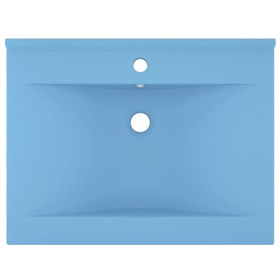 vidaXL Lavabo de lujo con grifo cerámica 60x46 cm azul claro