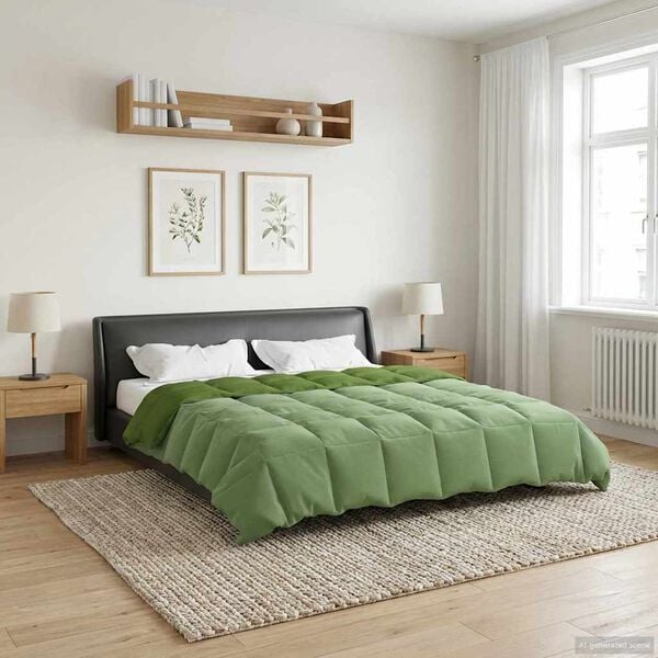 vidaXL Edred&oacute;n de Todo el A&ntilde;o Acolchado Verde 200 x 240 cm Microfibra