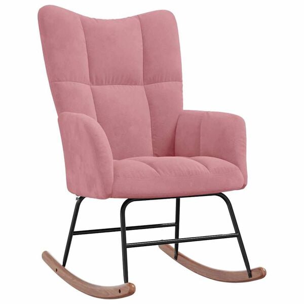 vidaXL Silla mecedora de terciopelo rosa
