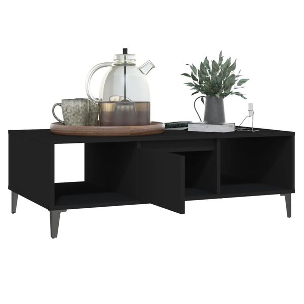 vidaXL Mesa de centro madera contrachapada negro 103,5x60x35 cm