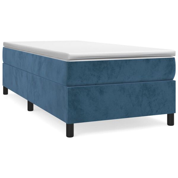 vidaXL Cama box spring con colch&oacute;n terciopelo azul oscuro 80x200 cm