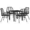 vidaXL Conjunto de Comedor de Jard&iacute;n 5 uds. Negro rat&aacute;n sint&eacute;tico