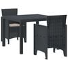 vidaXL Conjunto de Comedor de Jardín 3 pcs Antracita Ratan Polt