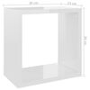 vidaXL Estantes cubo de pared 6 unidades blanco brillo 26x15x26 cm