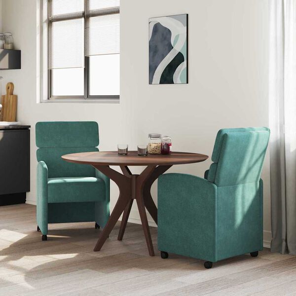 vidaXL Sillas de Comedor con Ruedas 2 pcs Verde oscuro 58 x 65 x 98 cm