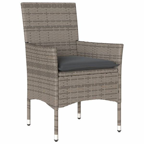 vidaXL Set comedor jard&iacute;n 11 pzas cojines rat&aacute;n sint&eacute;tico vidrio gris