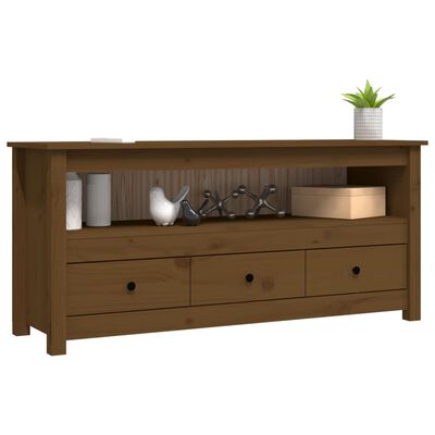 vidaXL Mueble de TV madera maciza de pino marrón miel 114x35x52 cm