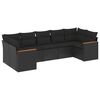 vidaXL Set de comedor de jard&iacute;n 7 pzas y cojines rat&aacute;n sint&eacute;tico negro