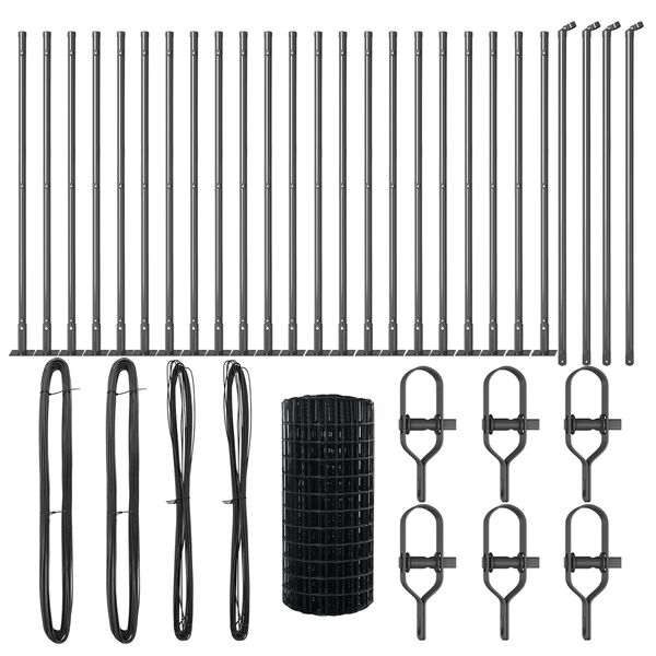 vidaXL Valla con Poste Gris 0,4 x 50 m Acero y PVC