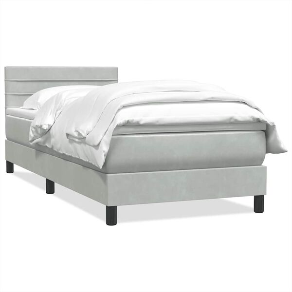 vidaXL Cama box spring con colch&oacute;n terciopelo gris claro 100x210 cm