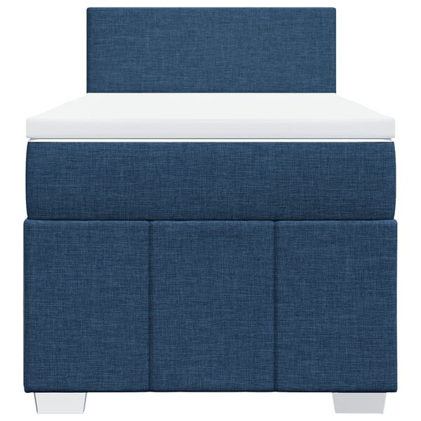 vidaXL Cama box spring con colch&oacute;n tela azul 90x190 cm