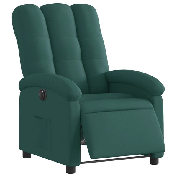 vidaXL Sillón reclinable eléctrico tela verde oscuro