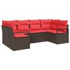 vidaXL Conjunto de sof&aacute;s de jard&iacute;n 6 pcs Marr&oacute;n y Rojo rat&aacute;n sint&eacute;tico