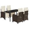 vidaXL Set comedor de jard&iacute;n 5 piezas y cojines rat&aacute;n sint&eacute;tico marr&oacute;n