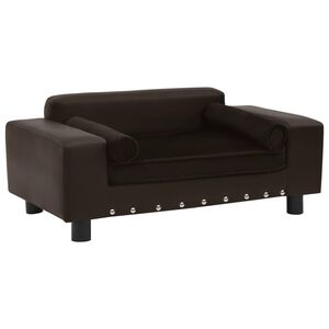vidaXL Sof&aacute; para perros felpa y cuero sint&eacute;tico marr&oacute;n 81x43x31 cm