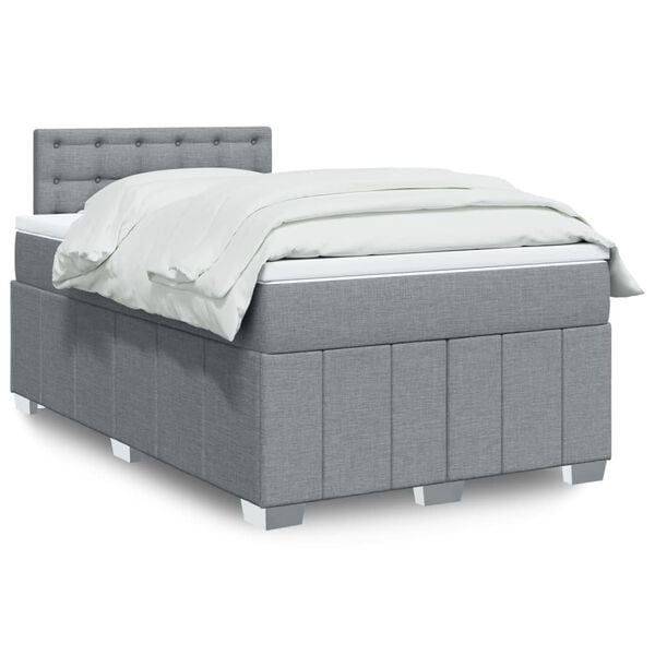 vidaXL Cama box spring con colch&oacute;n tela gris claro 120x200 cm