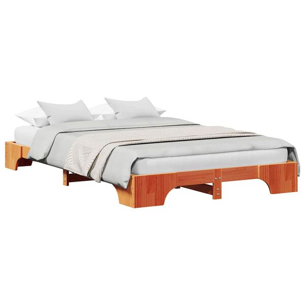 vidaXL Estructura de cama Marrón cera 140 x 190 cm