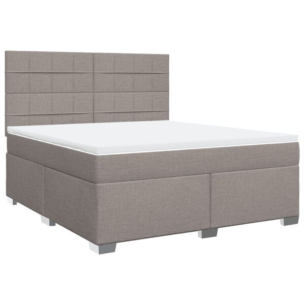 vidaXL Cama box spring con colch&oacute;n tela gris taupe 180x200 cm